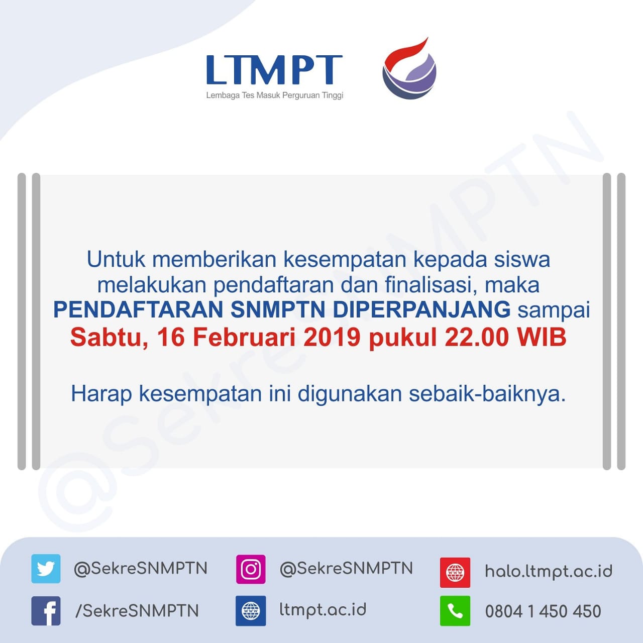 PENDAFTARAN SNMPTN 2019 DIPERPANJANG